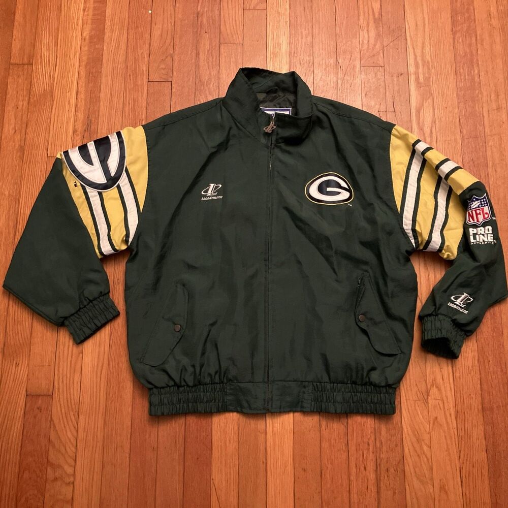 VTG 1990s Logo Athletic Green Bay Packers NFL Pro Line Windbreaker Jacket XL